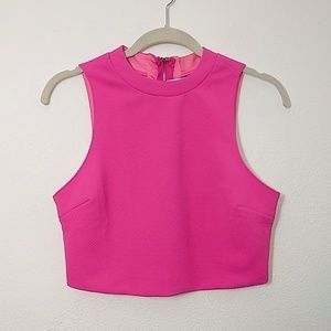 She & Sky Pink Crop Top Back Cutouts NEW Medium